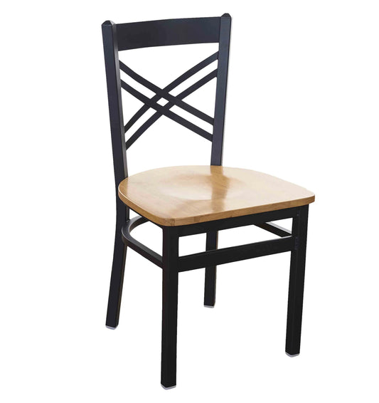 2130-SB BFM Seating Akrin Chair, Barstool & Swivel Barstool With Classic Cross Back Design Steel and Wood Powder Coat Finish - Overall Width: 17.25″Seat Width: 16.5″- 17.5″ Weight:  17 Lbs - 27 Lbs