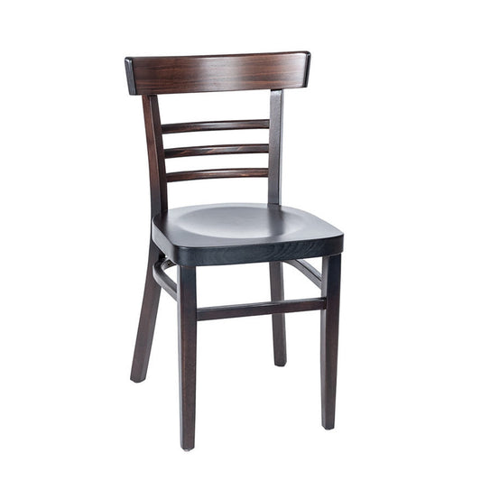 ZWC66 & ZWB66 BFM Seating Giulia Side Chair & Barstool With Class Ladder Back Design Stained Finish, Overall Width 17″  Height 30″ - 42.75″ Weight 8 Lbs - 12.5 Lbs