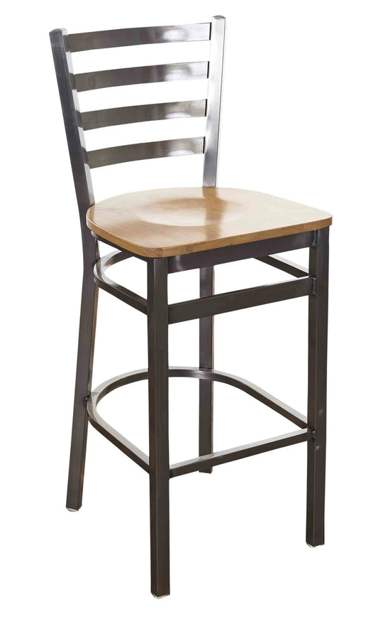 2160B BFM Seating Lima Clear Coat Barstool With Industrial Design, Steel Ash Wood and Powder Coat Finish, Overall Width 17.25″ Height 42.5″ Weight 22 Lbs