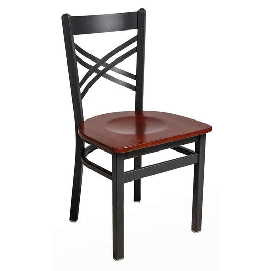 2130-SB BFM Seating Akrin Chair, Barstool & Swivel Barstool With Classic Cross Back Design Steel and Wood Powder Coat Finish - Overall Width: 17.25″Seat Width: 16.5″- 17.5″ Weight:  17 Lbs - 27 Lbs