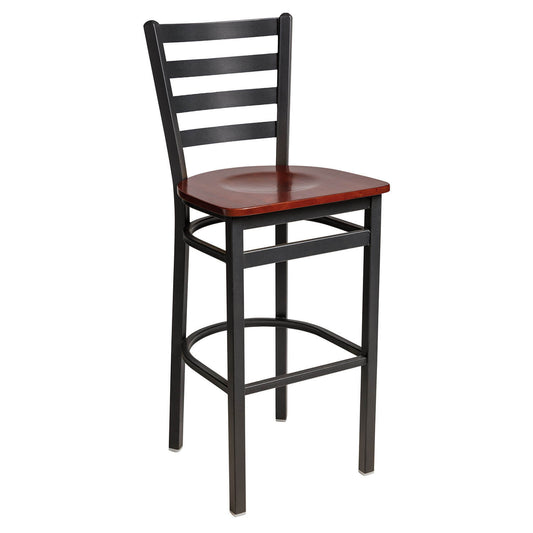 2160B BFM Seating Lima Barstool With Classic Ladder Design Steel and Wood Powder Coat Finish - Overall Width: 17.25 Height: 43.75″ Weight: 21 Lbs
