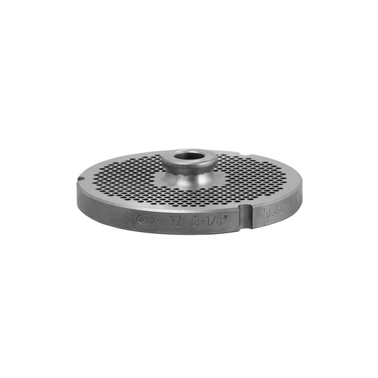 32 018 Hub Alfaco L&W Chopper Plate for Meat Processors and Provides a Greater Degree of Stability for Grinding - 32 Hub Size, 1/8” Hole Size With Hub (3 Notch)