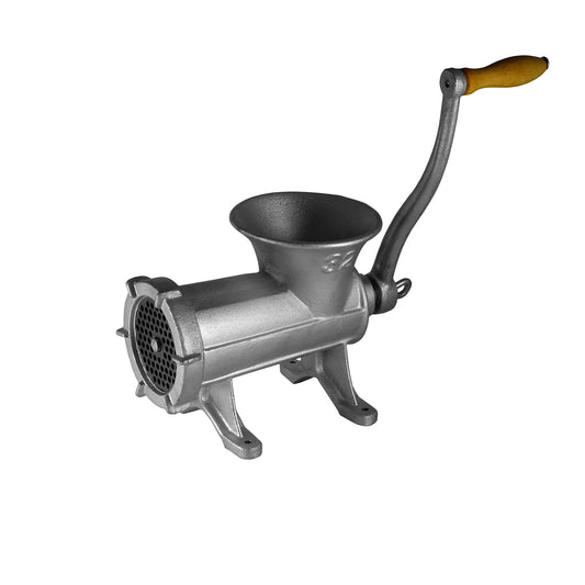 32 HFG Alfaco ALFA #32 Hand Food Grinder Screw Down Style Comes With 1/4″ Chopper Plate, Knife, Worm (Auger), Hand Crank and Cylinder - Shipping Weight: 18 Lbs, Plate Hole Size: 1/4”
