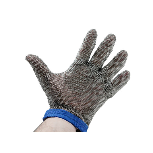 515 L Alfaco ALFA Stainless Metal Mesh Safety Glove Offers Protection From Knives and Sharp Objects for Butchers or Meat House Workers up to Tensile Strength of 125,000 PSF, Comes With Easy Snap Fastener - Size: Large (10 and 11), Color: Dark Blue
