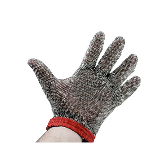 515 M Alfaco ALFA Stainless Metal Mesh Safety Glove Offers Protection From Knives and Sharp Objects for Butchers or Meat House Workers up to Tensile Strength of 125,000 PSF, Comes With Easy Snap Fastener - Size: Medium (8, 9), Color: Red