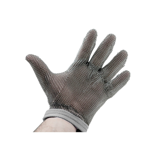 515 S Alfaco ALFA Stainless Metal Mesh Safety Glove Offers Protection From Knives and Sharp Objects for Butchers or Meat House Workers up to Tensile Strength of 125,000 PSF, Comes With Easy Snap Fastener - Size: Small (5, 6, 7), Color: White