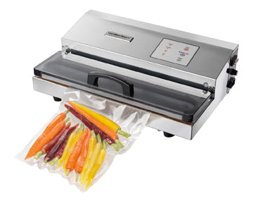 HVS400 Alfaco 16” Seal Bar Hamilton Beach External Vacuum Sealer Allows to Seal Gallon Size Bags or 2 Smaller (Pint or Quart) Size Bags Side by Side Simultaneously, Comes With One-Touch Control Panel - Dimensions: 19’WX12.25″DX6″H,120V, 60 Hz, 1020 Watts