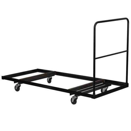 NG-DY3072-GG Flash Furniture Black Folding Table Dolly For 30''w X 72''d Rectangular Folding Tables Designed For Commercial Use, Constructed Of .125" Thick L-shaped Steel And Dual Support Braces / 31.75W x 74D x 52.25H, 900 lbs Weight Capacity
