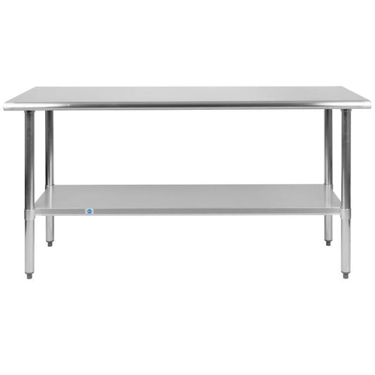 NH-WT-2460-GG Flash Furniture Stainless Steel 18 Gauge Prep And Work Table With Undershelf  (Nsf Certified) For Commercial Kitchen Use Made Of 18 Gauge Steel Table Holds Up To 600 Pounds, Undershelf Holds Up To 200 Pounds / 60"W x 24"D x 34.5"H