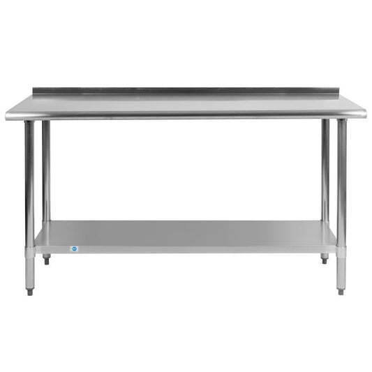 NH-WT-2460BSP-GG Flash Furniture Stainless Steel 18 Gauge Prep And Work Table W/ 1.5" Backsplash And Undershelf (Nsf Certified) For Commercial Kitchen Use 18 Gauge Steel Table Holds Up To 600 Pounds,undershelf Holds Up To 200 Pounds / 60"W x 24"D x 36"H
