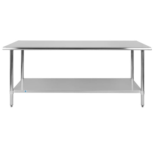 NH-WT-3072-GG Flash Furniture Stainless Steel 18 Gauge Prep And Work Table With Undershelf (Nsf Certified) For Commercial Kitchen Use Made Of 18 Gauge Steel Table Holds Up To 600 Pounds, Undershelf Holds Up To 200 Pounds / 72"W x 30"D x 34.5"H