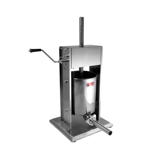 SS10V Alfaco ALFA Stainless Steel Vertical Sausage Stuffer Makes Homemade Sausage With Two Speed Gear System to Quickly Get Though Pounds of Meat, Comes With Metal Gears for Extended Use - Capacity: 10 Lbs, Dimensions: 10-1/2”L X 11-3/4”W X 25-1/2”H