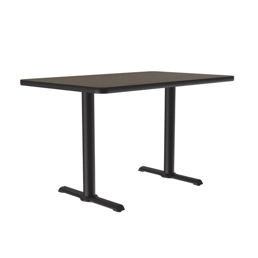 BTT30TF Correll Inc. Rectangular Café & Breakroom Tables With 1 1/4” Two Sided Thermal Fused, Black T-Mold, Cast Iron Base and Top Spider, 29" Height, 3” Diameter Steel Column,  T-bases with Nylon Leveling Glides, Cube 3.25, 3.85, Thermal Fused Laminate