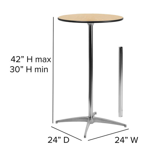 XA-24-COTA-GG Flash Furniture Round Cocktail Table 24" Coated Polyurethane Varnish Round Top With Pvc Edge