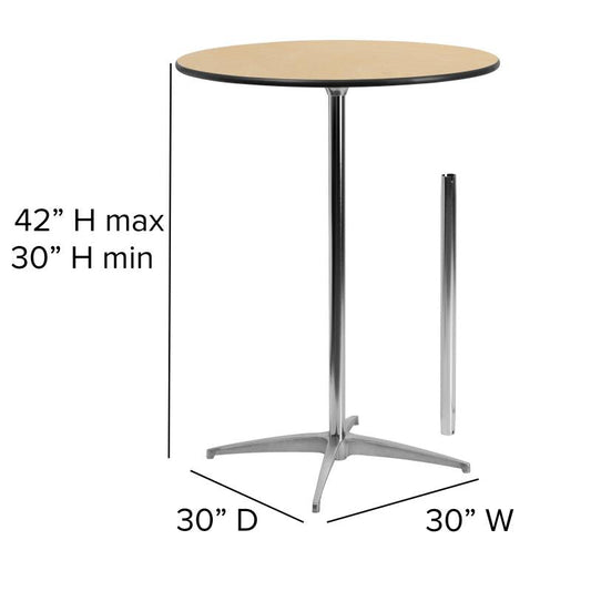 XA-30-COTA-GG Flash Furniture Round Cocktail Table 30" Round Birchwood Top With Black Pvc Edge
