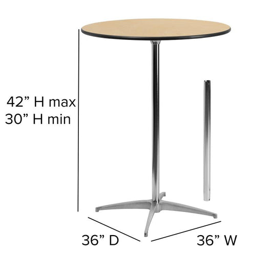 XA-36-COTA-GG Flash Furniture Round Cocktail Table 36" Coated Polyurethane Varnish Top With Pvc Edge