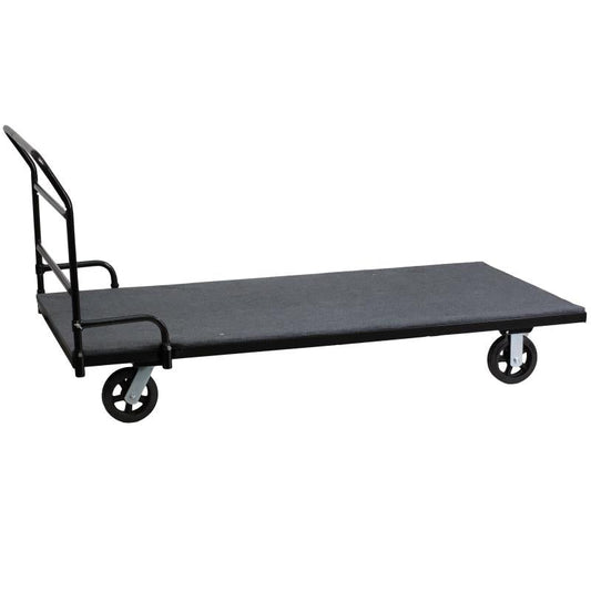 XA-77-36-DOLLY-GG Flash Furniture Folding Table Dolly, Carpeted Platform For Rectangular Tables Used To Move Chairs Around The Building With Ease Made Of Black Powder Coated Frame Finish And  8" Rubber Casters /75.5W x 39D x 27H / 1000 lbs Weight Capacity