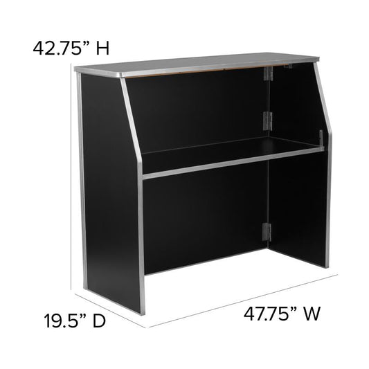 XA-BAR-48-BK-GG Flash Furniture Foldable Bar Black Laminate Finish With Aluminum Trim