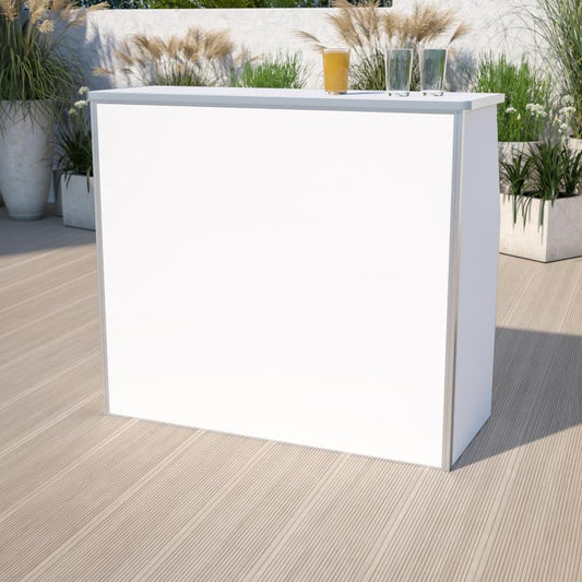 XA-BAR-48-WH-GG Flash Furniture Foldable Bar White Laminate Finish With Aluminum Trim