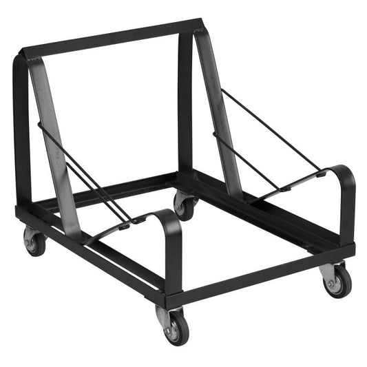 XU-MC168-DOLLY-GG Flash Furniture Hercules Series Black Steel Sled Base Stack Chair Dolly Designed For Commercial Businesses Features Black Powder Coated Frame Finish, 4" Diameter Wheels And 2 Locking / 19.75W x 25.5D x 20.5H , 440 lbs Weight Capacity